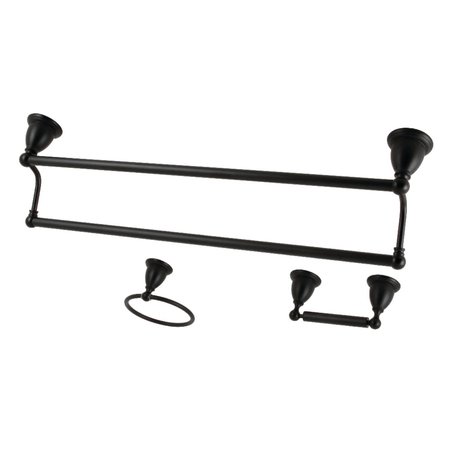 KINGSTON BRASS 3Piece Bathroom Accessory Set, Matte Black BAK175348MB